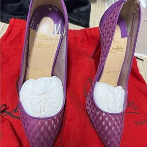 Christian Louboutin magenta neoprene pumps